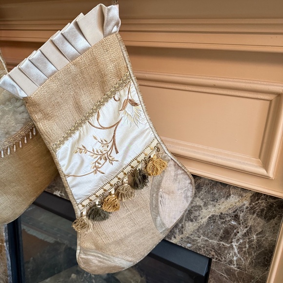 Christmas Stockings Set of 2 Decorative Burlap Large - Picture 3 of 10